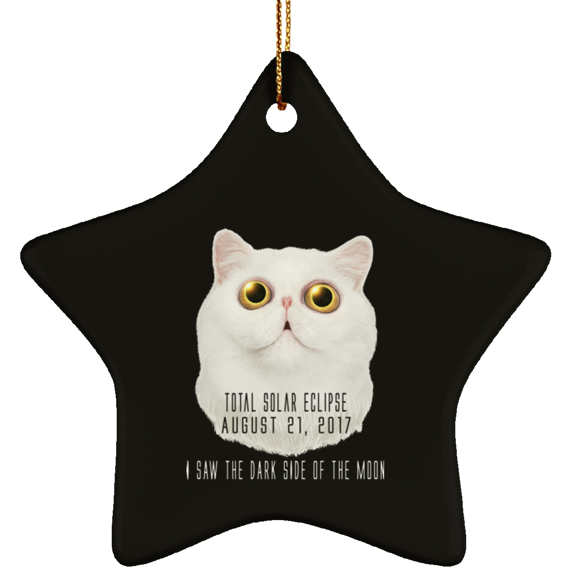 Christmas Tree Decorations - Solar Eclipse Cat Dark Side Of The Moon Ornament - GoneBold.gift