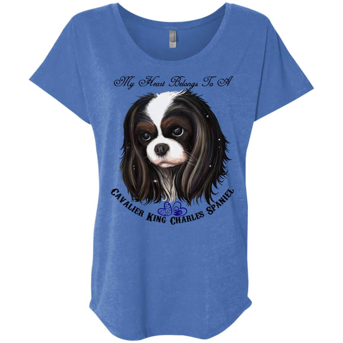 Cavalier King Charles spaniel Tricolor My Heart Dolman Sleeve T-shirt - GoneBold.gift