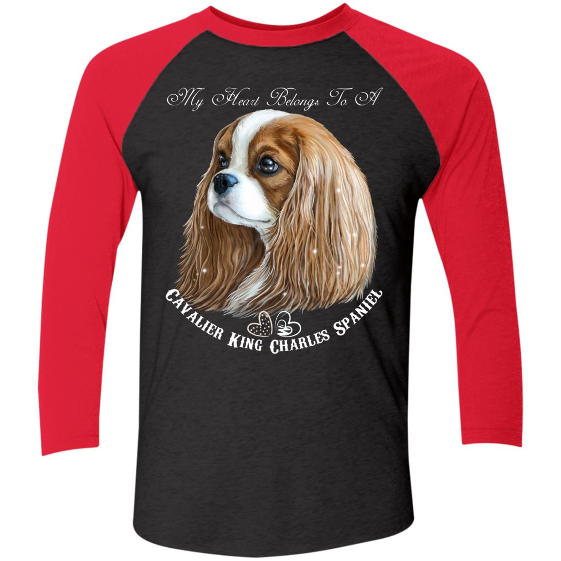Cavalier King Charles Spaniel Blenheim My Heart Baseball Raglan T-Shirt - GoneBold.gift