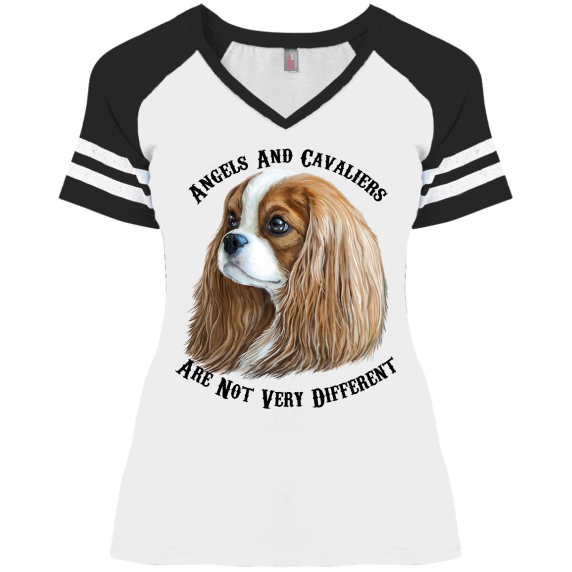 Cavalier King Charles Spaniel Blenheim Angels Game V-Neck T-Shirt - GoneBold.gift