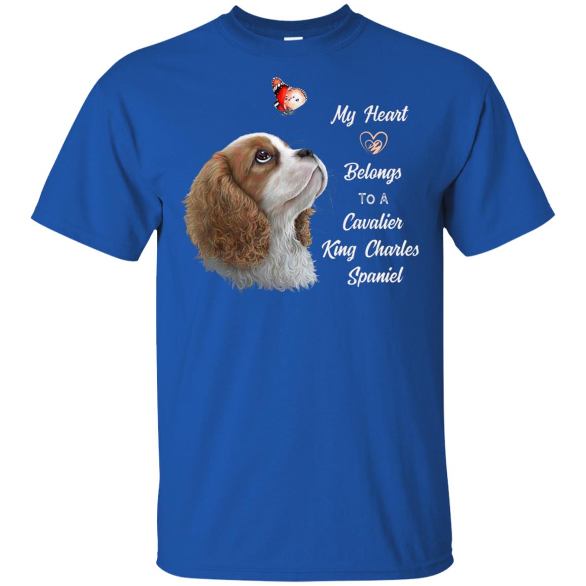 Cavalier King Charles Spaniel T-Shirt, Blenheim Cavalier, My Heart Belongs to a cavalier - GoneBold.gift