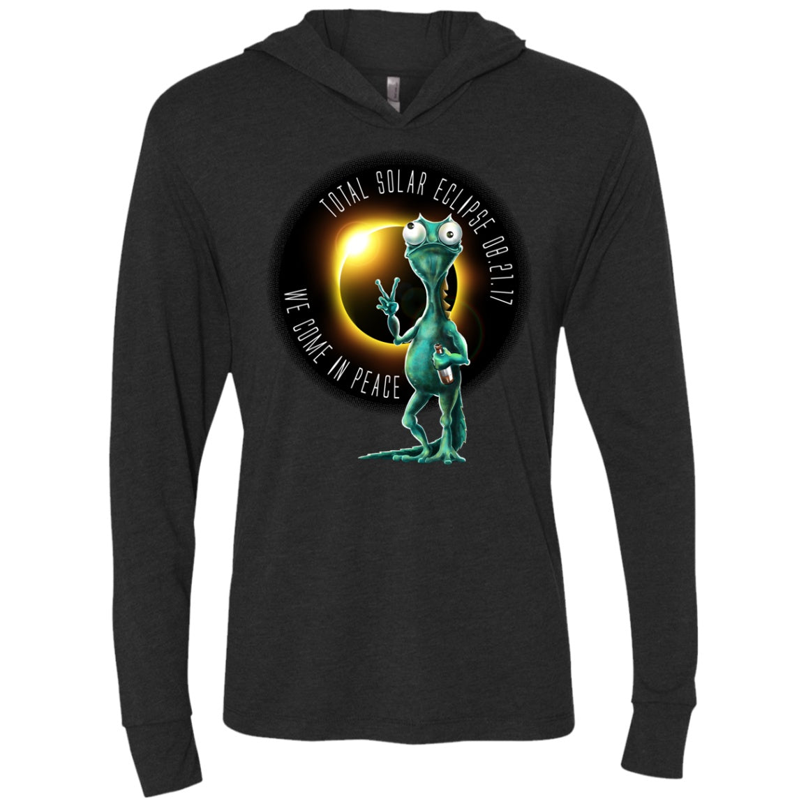 Solar Eclipse Hoodies Unisex - We Come In Peace Lizard Men - GoneBold.gift