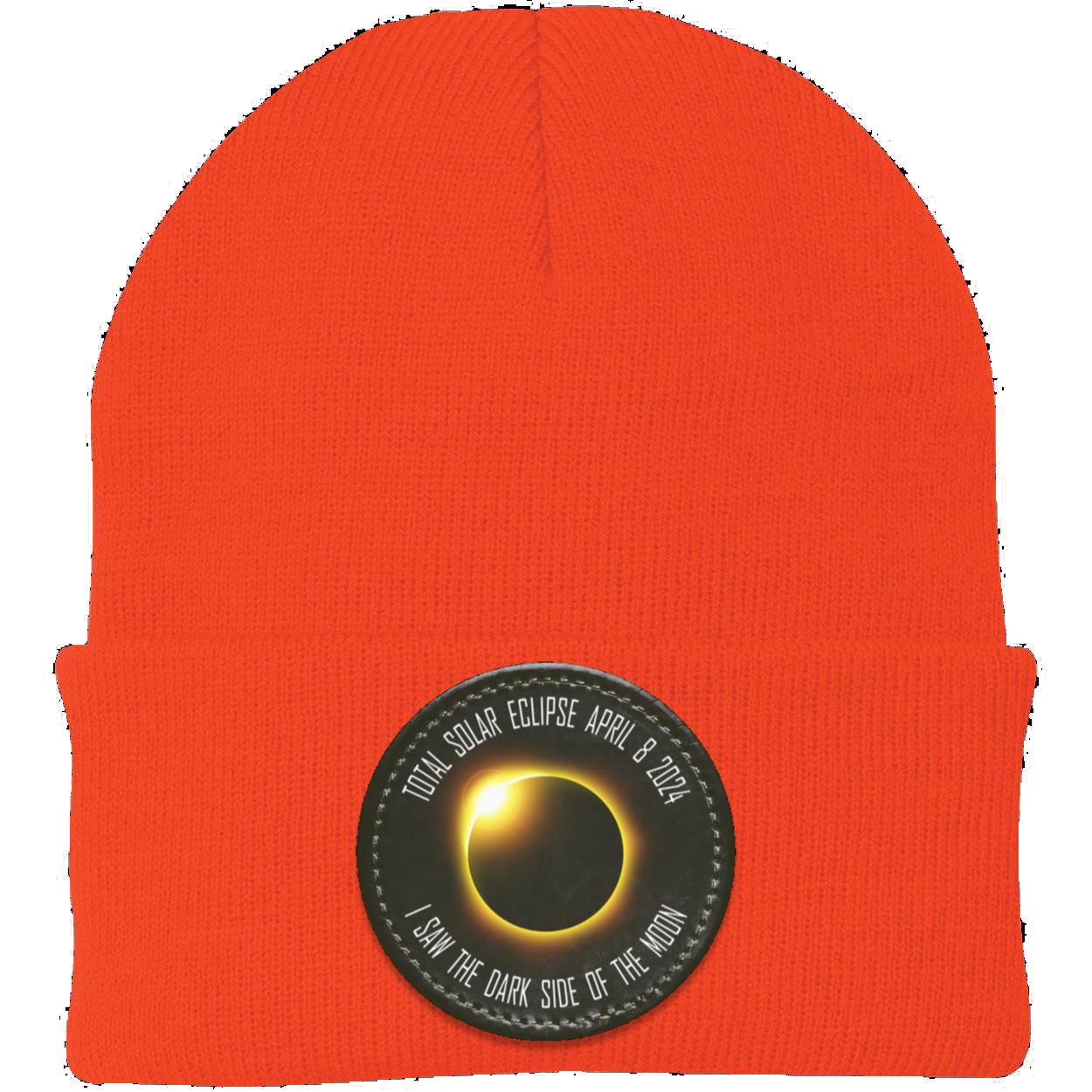 Total Solar Eclipse April 8 2024 eclipse beanie, I Saw the Dark Side of the Moon hat, Knit Cap - Patch