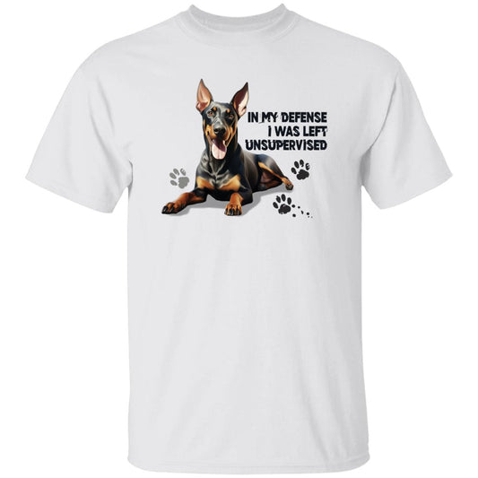 Doberman Pincher dog T-Shirt, In My Defense I Was Left Unsupervised