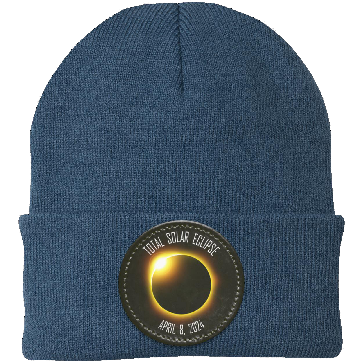 Total Solar Eclipse beanie, 2024 eclipse, April 8 2024 solar eclipse gifts, Knit Cap - Patch - GoneBold.gift