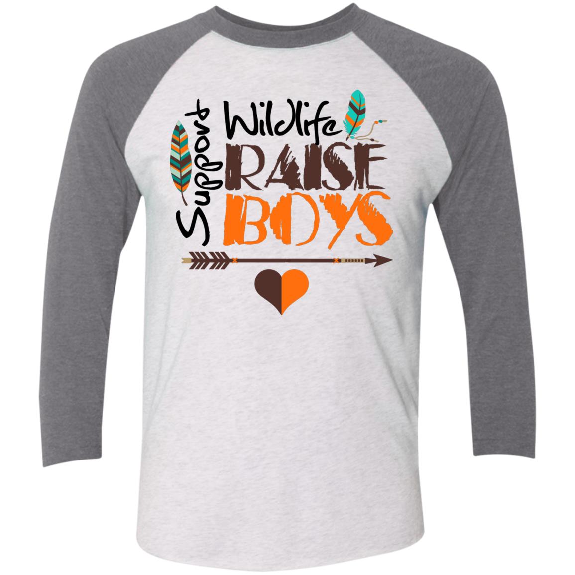 Mom Gifts Baseball Raglan T-Shirt - Support Wildlife Raise Boys - GoneBold.gift
