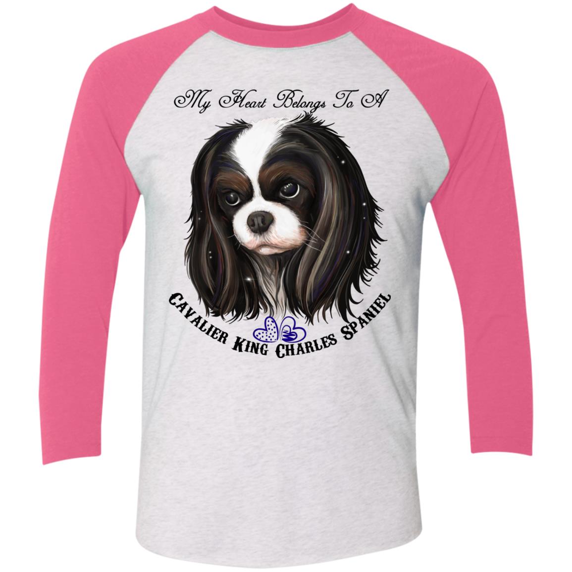 Cavalier King Charles spaniel Tricolor My Heart Baseball Raglan T-Shirt - GoneBold.gift