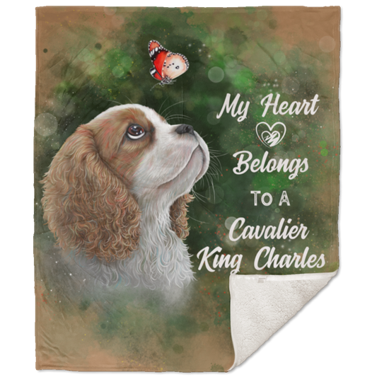 Cavalier King Charles spaniel, Premium Sherpa Blanket - 50x60 inches - GoneBold.gift