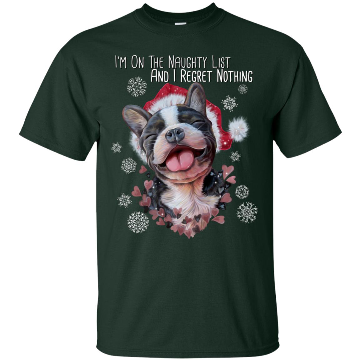 French Bulldog Gifts, Frenchie Christmas T-Shirt - I Am On A Naughty List - GoneBold.gift