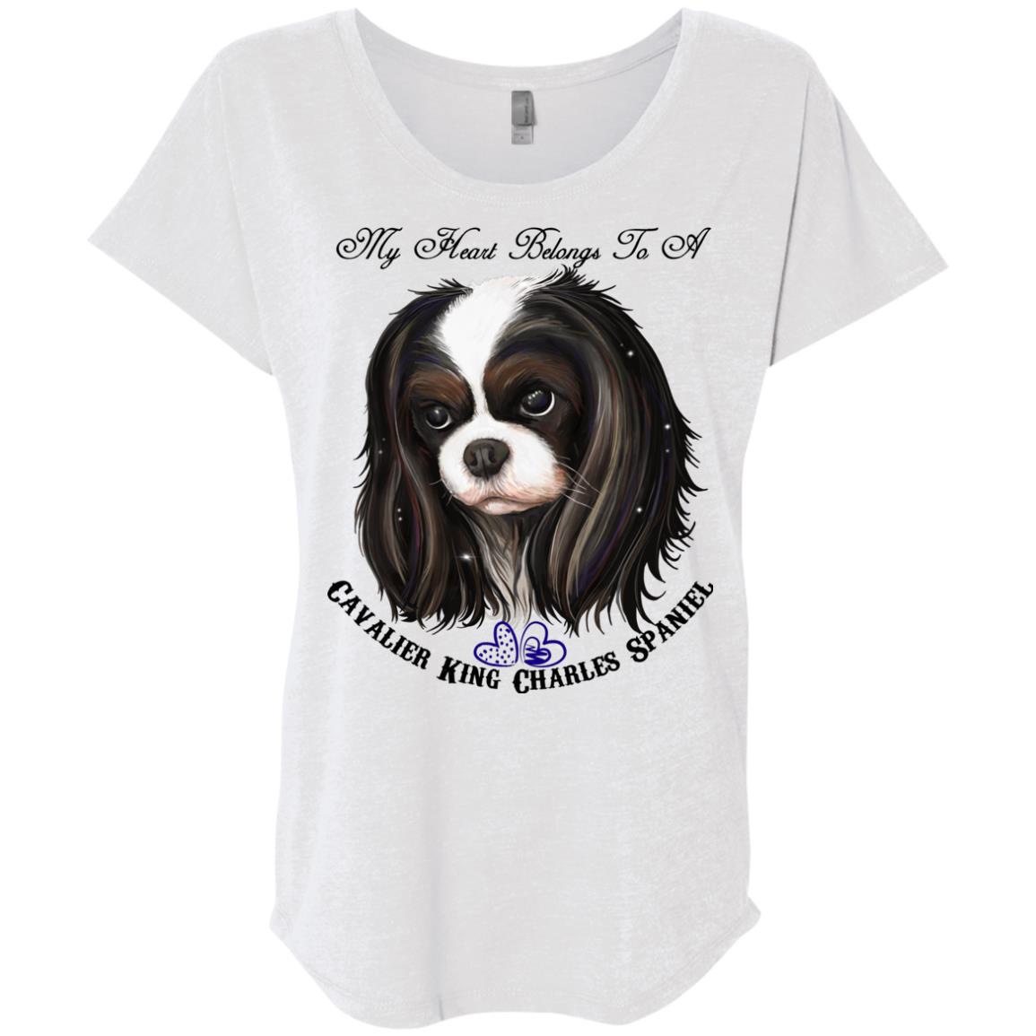 Cavalier King Charles spaniel Tricolor My Heart Dolman Sleeve T-shirt - GoneBold.gift