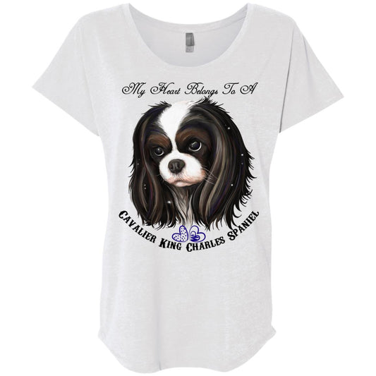 Cavalier King Charles spaniel Tricolor My Heart Dolman Sleeve T-shirt - GoneBold.gift