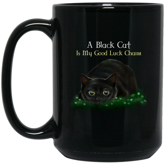 Cat Coffee Mug, Black Cat Gifts, A Black Cat Is My Good Luck Charm - GoneBold.gift