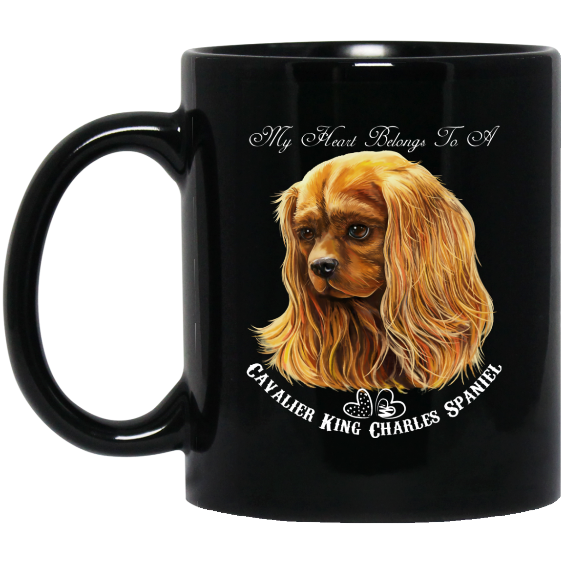 Cavalier King Charles Spaniel Gifts - My Heart Ruby Cavalier Black Coffee Mugs - GoneBold.gift