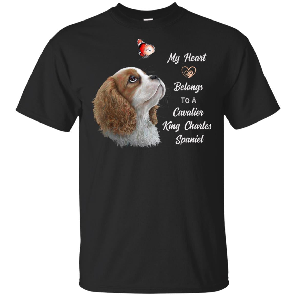Cavalier King Charles Spaniel T-Shirt, Blenheim Cavalier, My Heart Belongs to a cavalier - GoneBold.gift