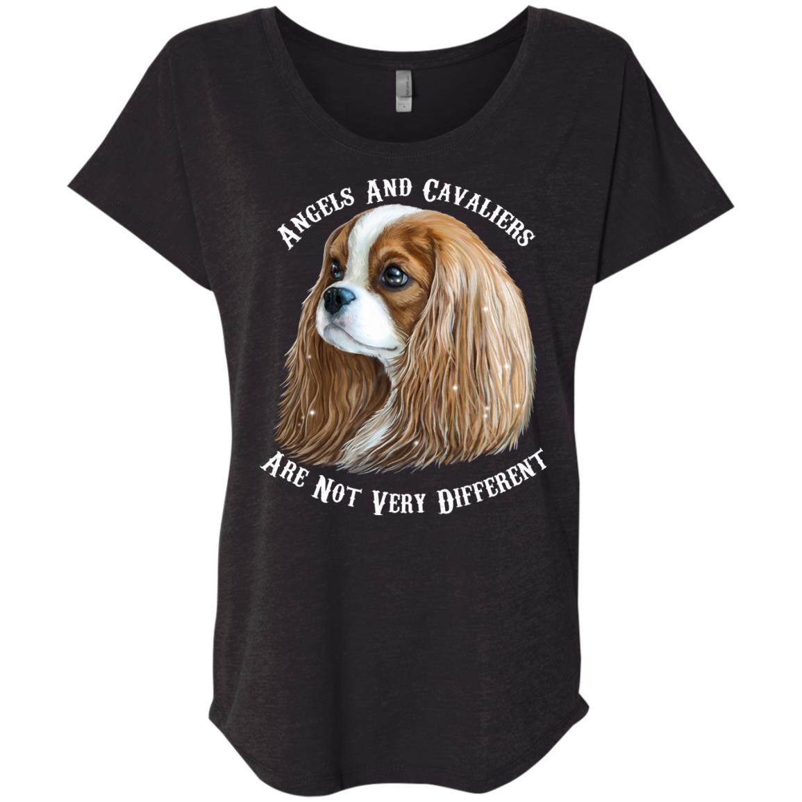 Cavalier King Charles Spaniel Blenheim Angels and Cavaliers Dolman Sleeve T-shirt - GoneBold.gift