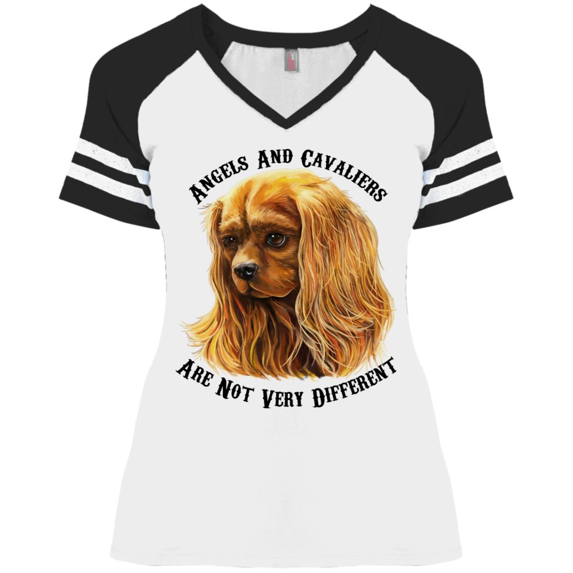 Cavalier King Charles Spaniel Ruby Angels Game V-Neck T-Shirt - GoneBold.gift