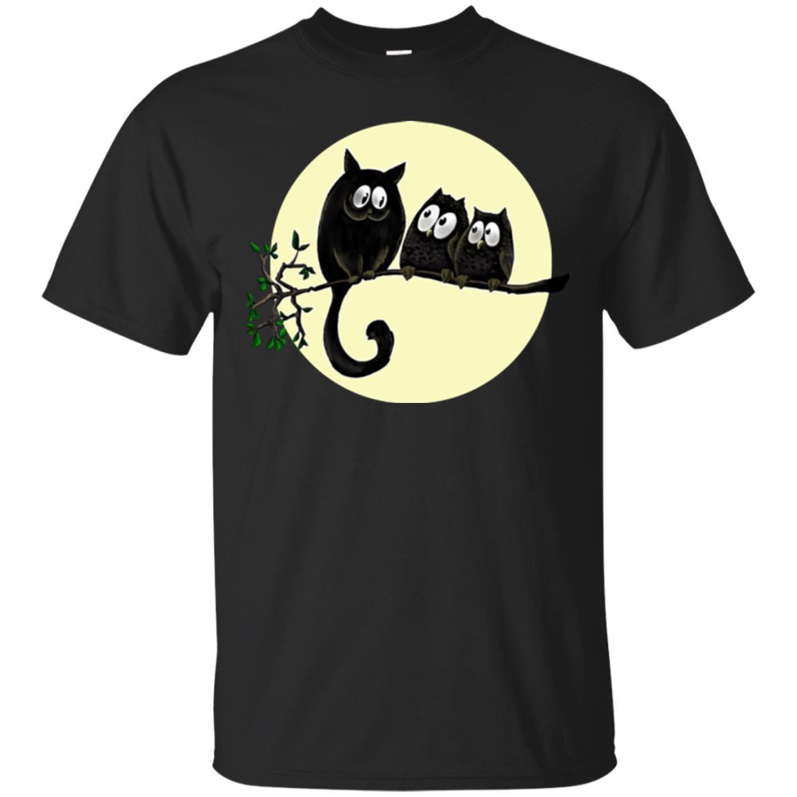 Cat Shirt Cat and Owls Cute Funny Unisex Tees - GoneBold.gift