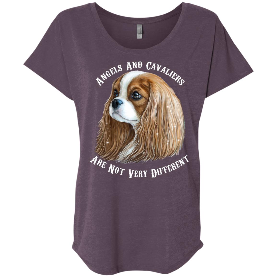 Cavalier King Charles Spaniel Blenheim Angels and Cavaliers Dolman Sleeve T-shirt - GoneBold.gift