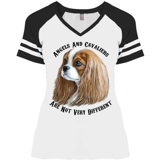 Cavalier King Charles Spaniel Blenheim Angels Game V-Neck T-Shirt - GoneBold.gift