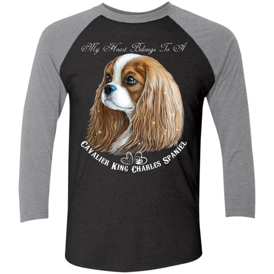 Cavalier King Charles Spaniel Blenheim My Heart Baseball Raglan T-Shirt - GoneBold.gift