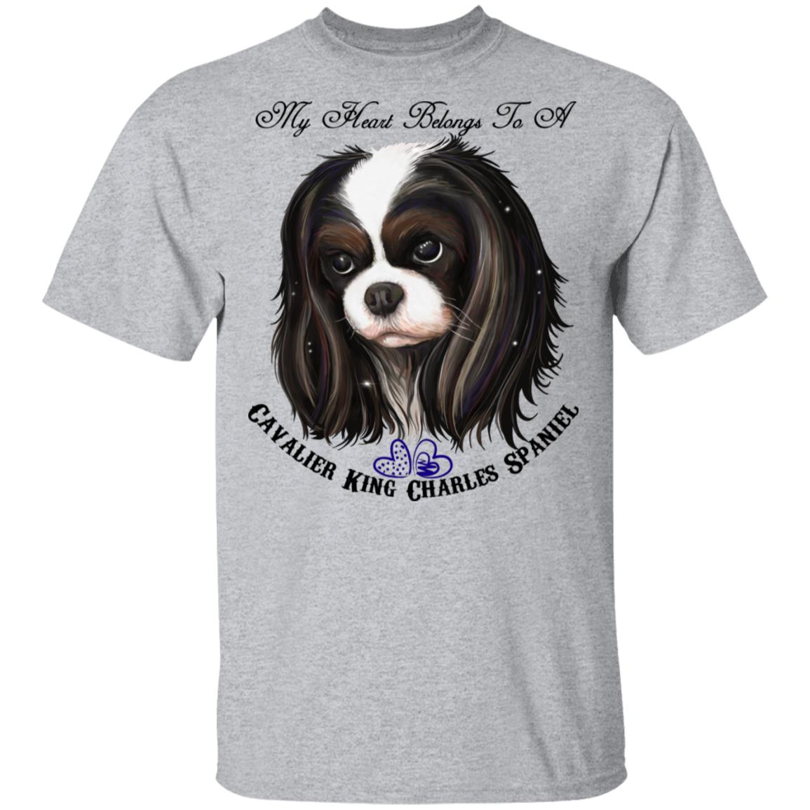 King Charles Spaniel, Cavalier, Tricolor, My Heart 5.3 oz. T-Shirt