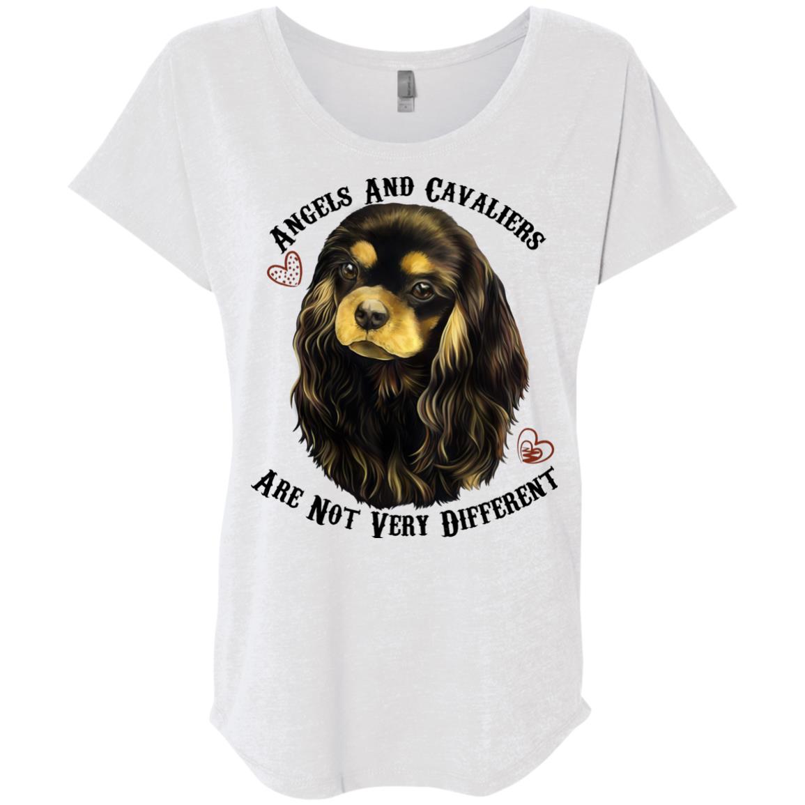 Cavalier King Charles Spaniel Black and Tan Angels Dolman Sleeve T-shirts - GoneBold.gift