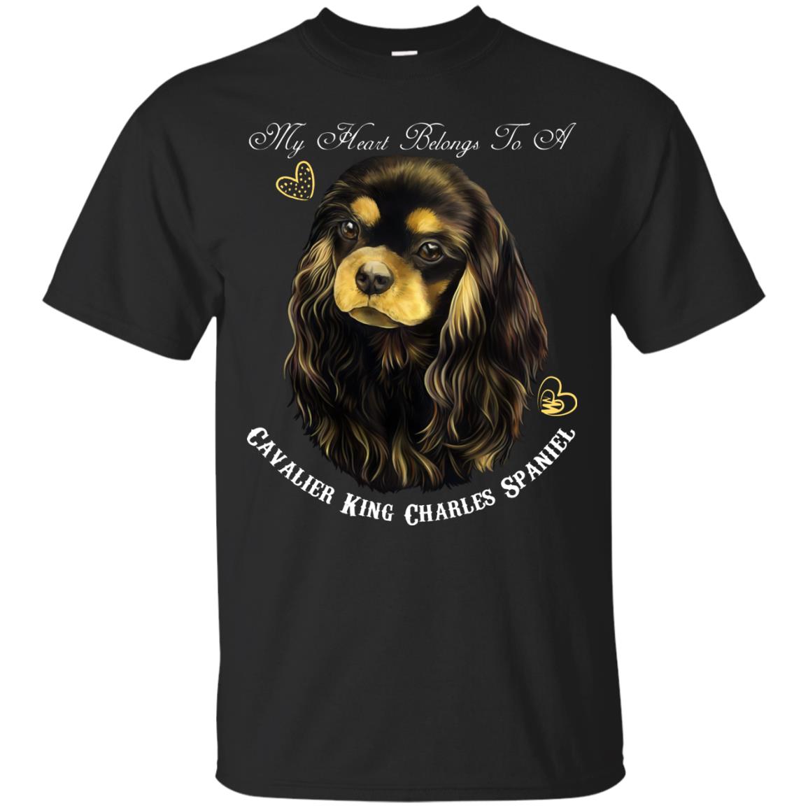 Cavalier King Charles Spaniel Black Tan My Heart Cotton T-Shirt - GoneBold.gift