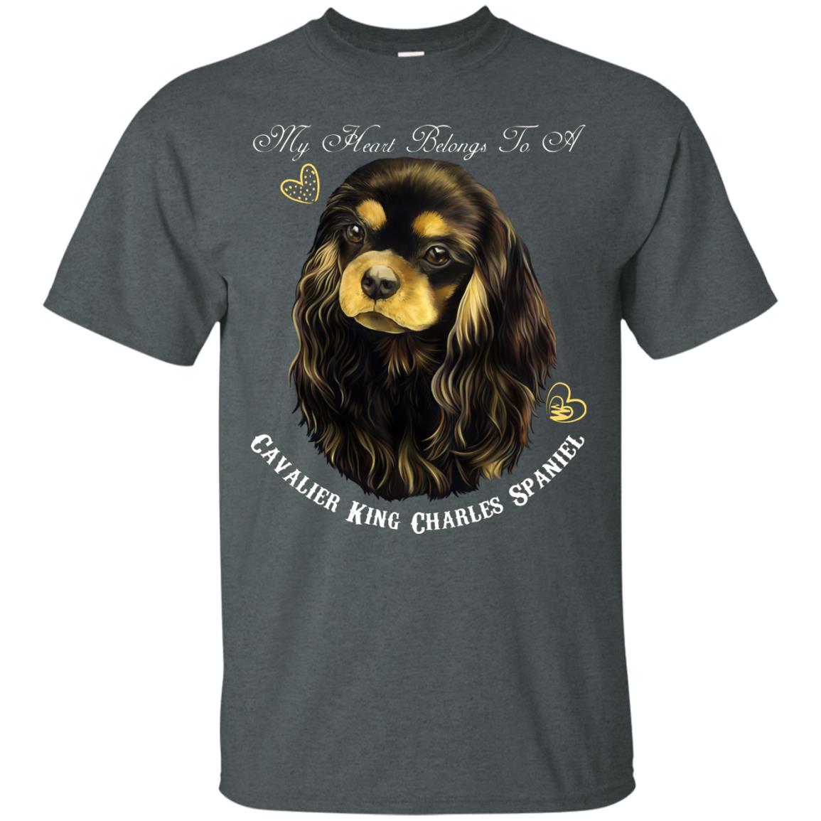 Cavalier King Charles Spaniel Black Tan My Heart Cotton T-Shirt - GoneBold.gift