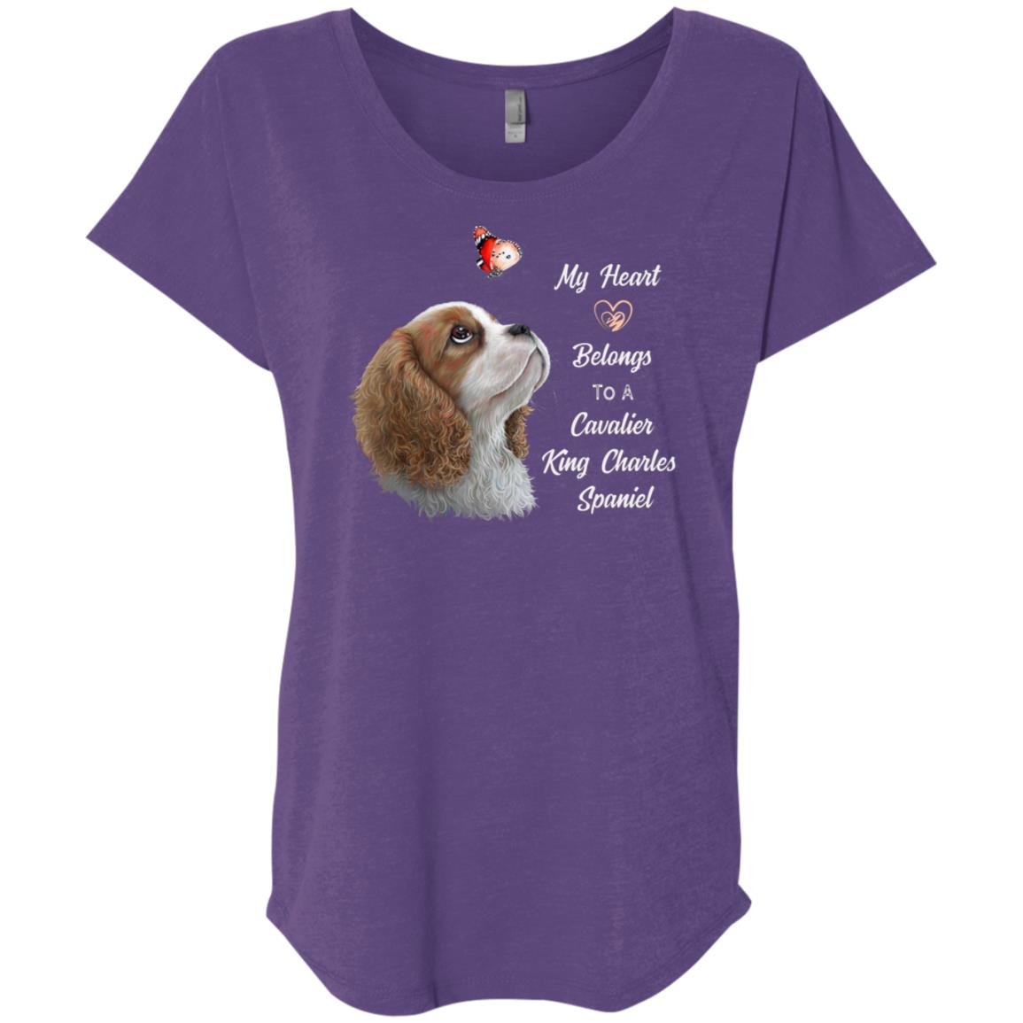 Cavalier King Charles Spaniel T-Shirt, Blenheim Cavalier, My Heart Belongs to a cavalier - GoneBold.gift