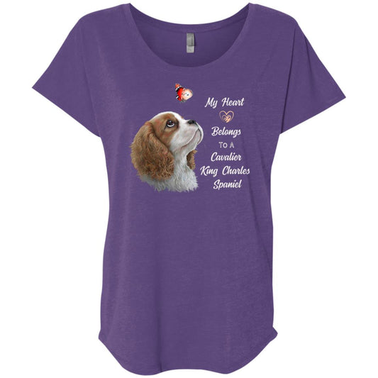 Cavalier King Charles Spaniel T-Shirt, Blenheim Cavalier, My Heart Belongs to a cavalier - GoneBold.gift