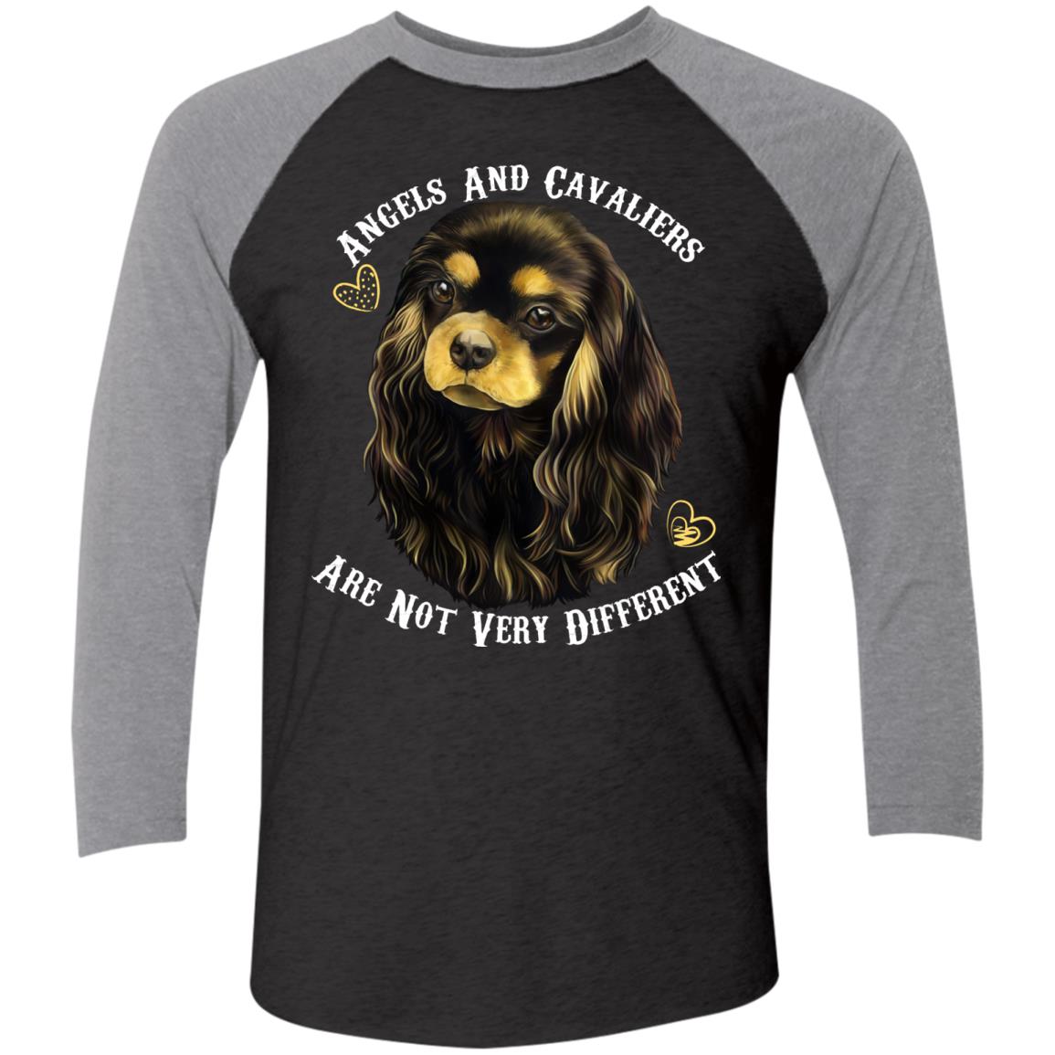 Cavalier King Charles Spaniel Black And Tan Angels and Cavaliers Baseball Raglan T-Shirt - GoneBold.gift