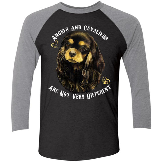 Cavalier King Charles Spaniel Black And Tan Angels and Cavaliers Baseball Raglan T-Shirt - GoneBold.gift