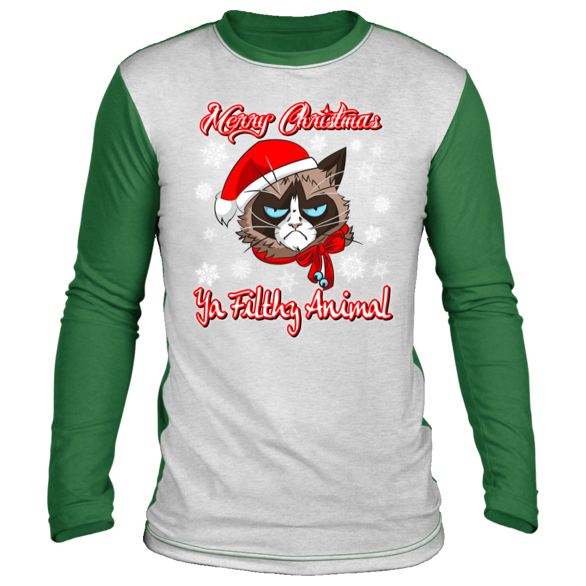 Cat Christmas shirt, Merry Christmas Ya Filthy Animal, funny  Ugly Christmas ‘sweater’ Long Sleeve - GoneBold.gift