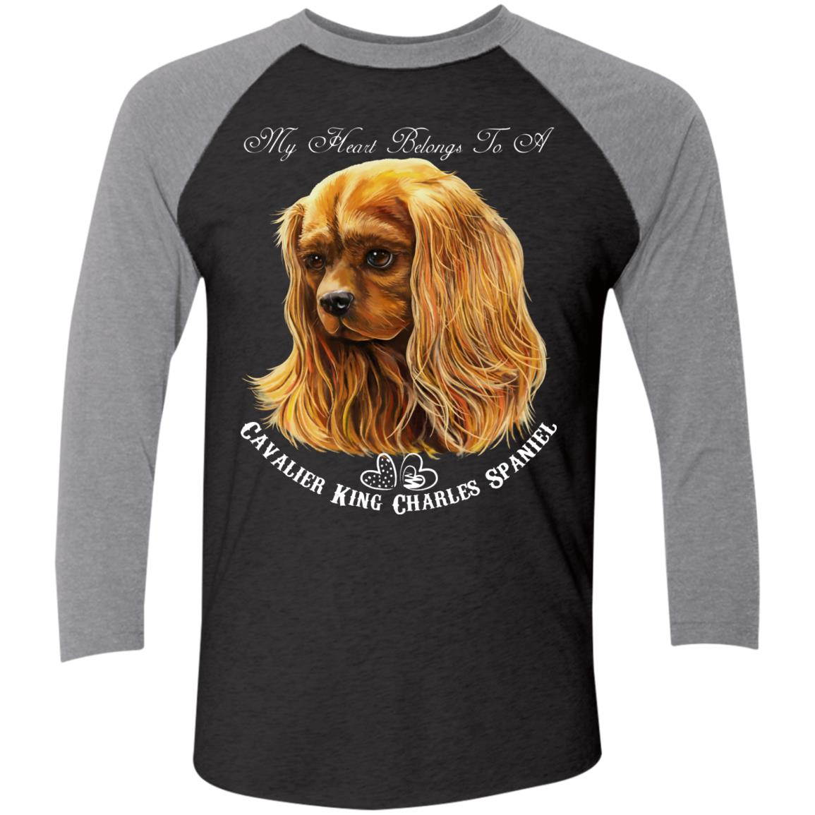 Cavalier King Charles Spaniel Ruby My Heart Baseball Raglan T-Shirt - GoneBold.gift