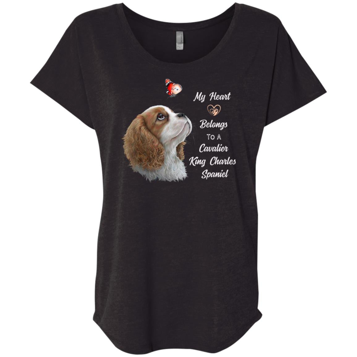 Cavalier King Charles Spaniel T-Shirt, Blenheim Cavalier, My Heart Belongs to a cavalier - GoneBold.gift