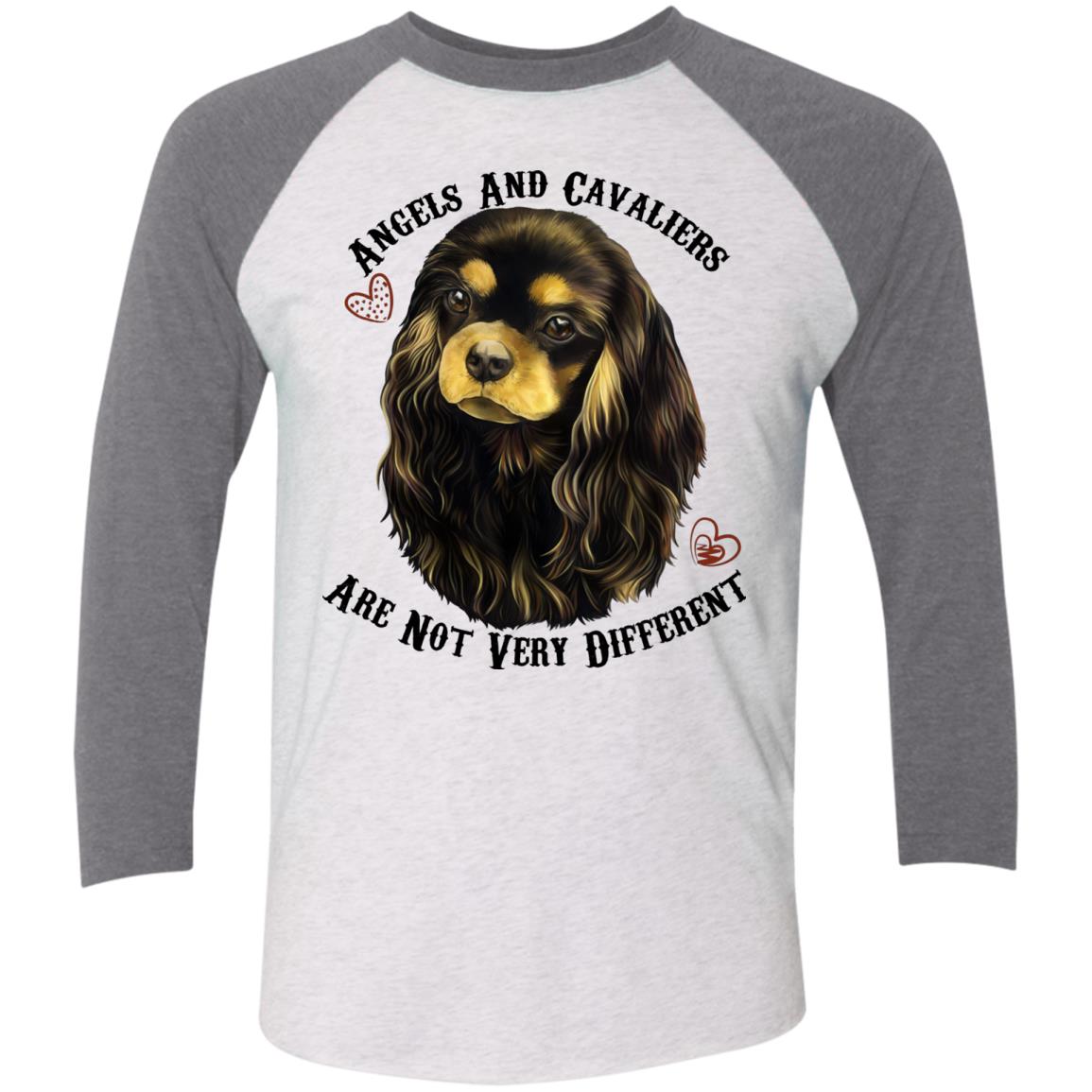 Cavalier King Charles Spaniel Black and Tan Angels Baseball Raglan T-Shirt - GoneBold.gift