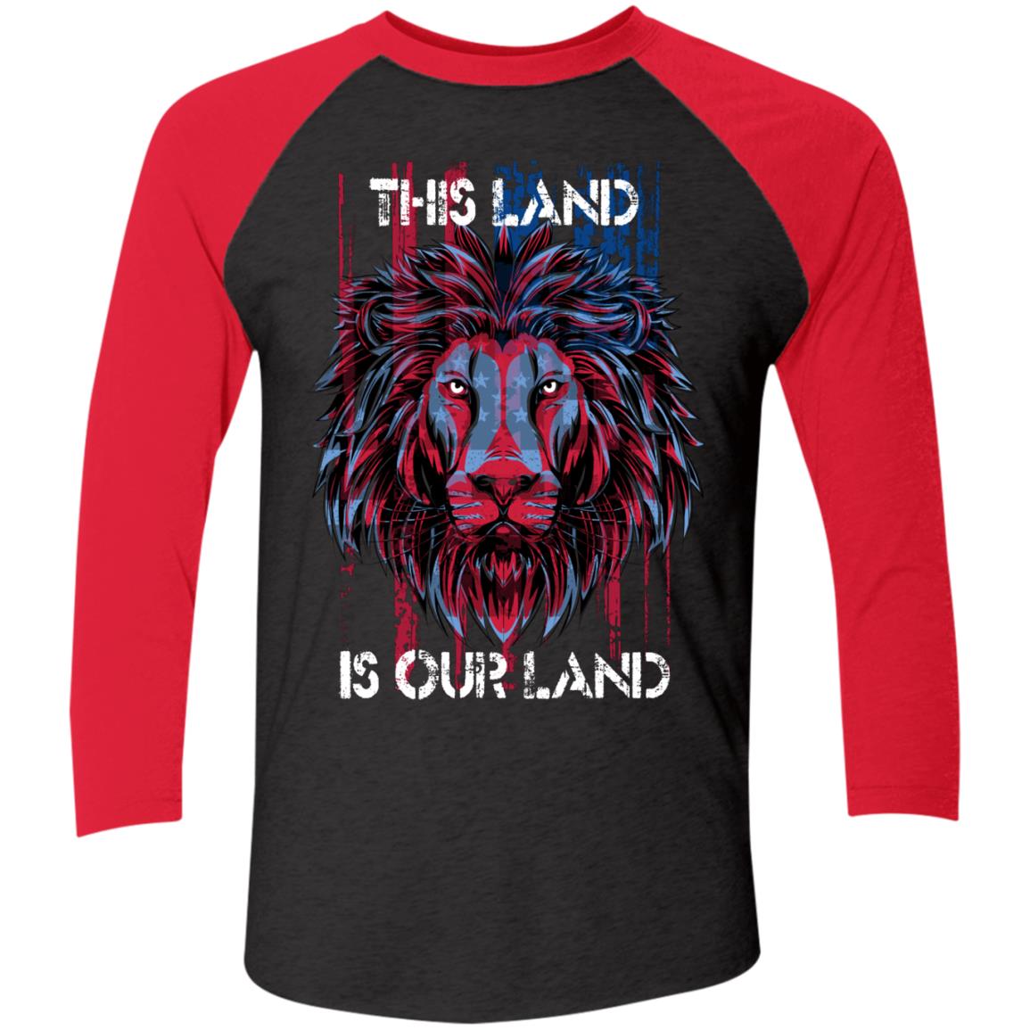 Patriotic  Baseball Raglan T-Shirt USA Flat This Land, 4th of July Clothes - GoneBold.gift