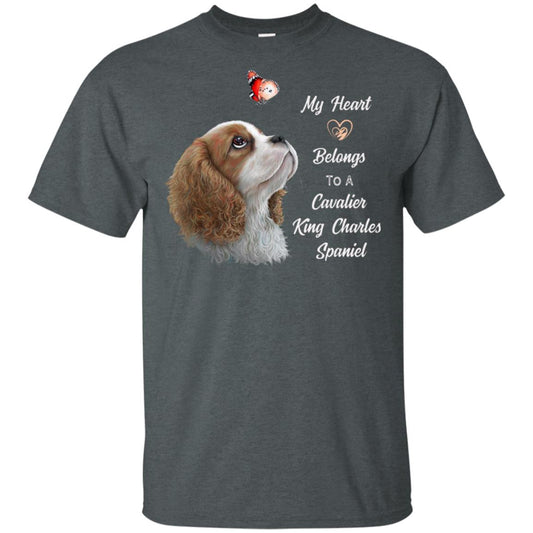 Cavalier King Charles Spaniel T-Shirt, Blenheim Cavalier, My Heart Belongs to a cavalier - GoneBold.gift