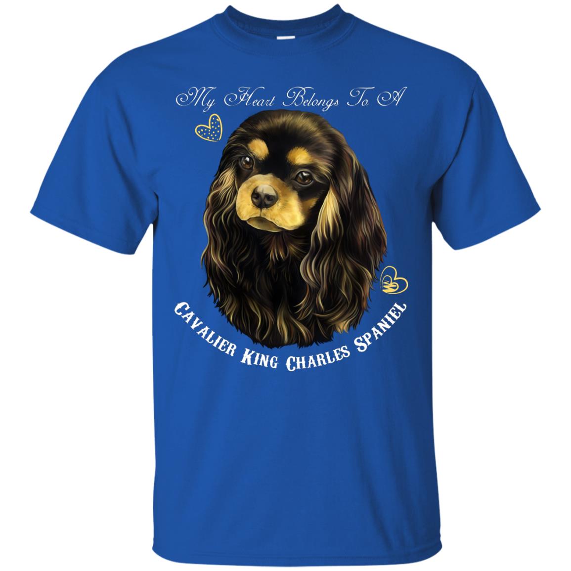 Cavalier King Charles Spaniel Black Tan My Heart Cotton T-Shirt - GoneBold.gift