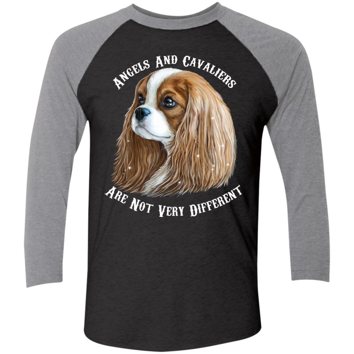 Cavalier King Charles Spaniel Blenheim Angels and Cavaliers Baseball Raglan T-Shirt - GoneBold.gift
