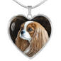 Blenheim Cavalier Heart Necklace, Gold or Stainless Steal - GoneBold.gift