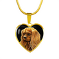 Ruby Cavalier King Charles Spaniel Heart Necklace & Bangle - GoneBold.gift