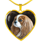Blenheim Cavalier Heart Necklace, Gold or Stainless Steal - GoneBold.gift