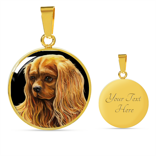 Ruby Cavalier King Charles Spaniel Oval Pendant Necklace & Bangle - GoneBold.gift