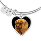 Luxury Bangle, Ruby Cavalier King Charles Spaniel bracelet, Gold or Stainless Still Cavalier dog Jewelry, Add Your Text - GoneBold.gift