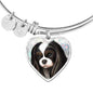 Luxury Bangle, Cavalier King Charles Tricolor Bracelet, Gold or Stainless Steal, Engrave Your Text on Pendant - GoneBold.gift