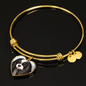 Luxury Bangle, Cavalier King Charles Tricolor Bracelet, Gold or Stainless Steal, Engrave Your Text on Pendant - GoneBold.gift