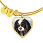 Luxury Bangle, Cavalier King Charles Tricolor Bracelet, Gold or Stainless Steal, Engrave Your Text on Pendant - GoneBold.gift