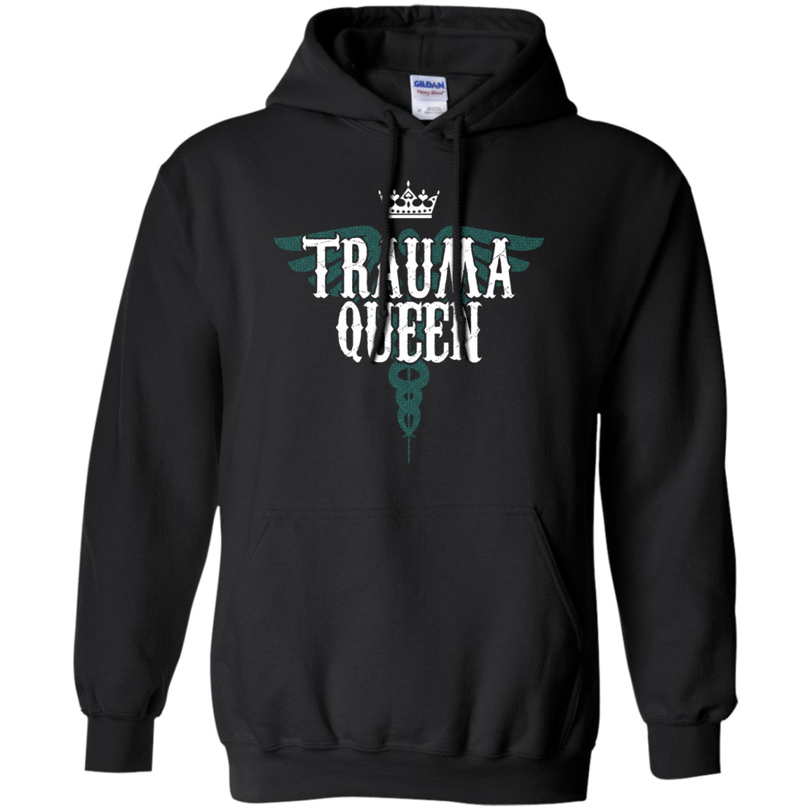 Trauma Queen Pullover Hoodie 8 oz - GoneBold.gift