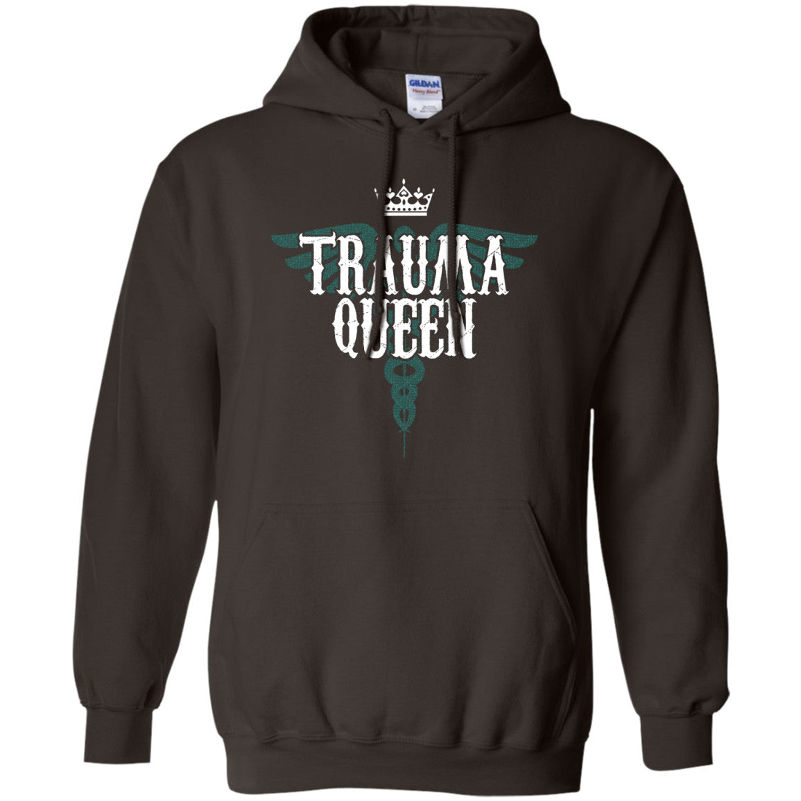 Trauma Queen Pullover Hoodie 8 oz - GoneBold.gift